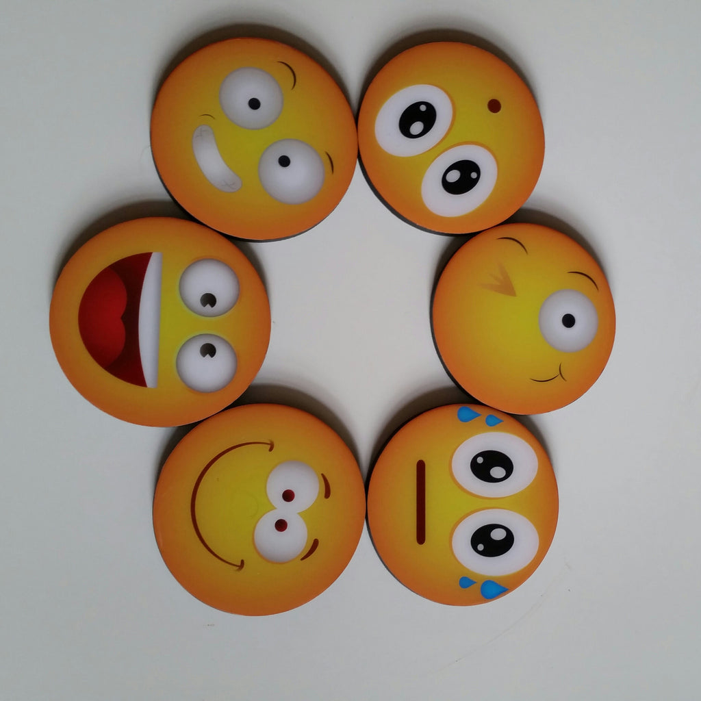 Emojis Coasters and keepsake box crate CEM0003 set of six (6)