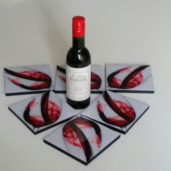 Red Wine - Coasters and keepsake box crate. SRW001 set of six (6)