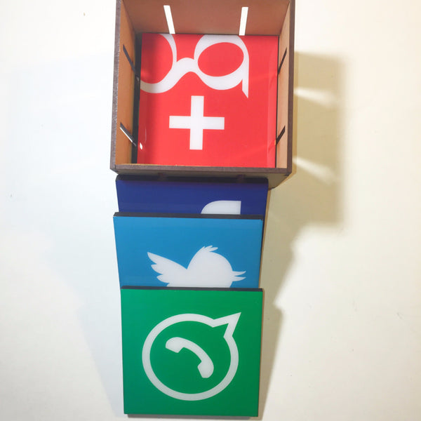 Social Media - Coasters and keepsake box crate SSM002 set of six (6)