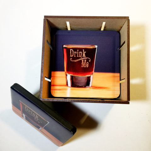 Tequila  Coaster Sq-keepsake box crate STQ0001 set of six (6)