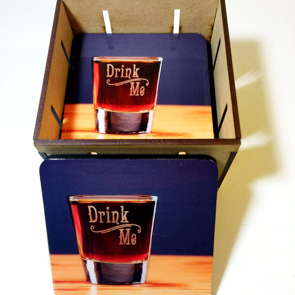 Tequila  Coaster Sq-keepsake box crate STQ0001 set of six (6)