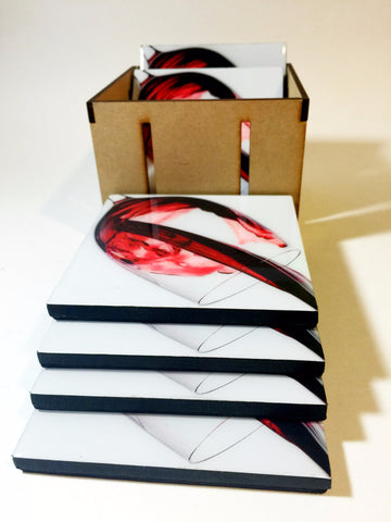 Red Wine - Coasters and keepsake box crate. SRW001 set of six (6)