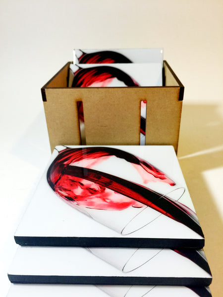 Red Wine - Coasters and keepsake box crate. SRW001 set of six (6)