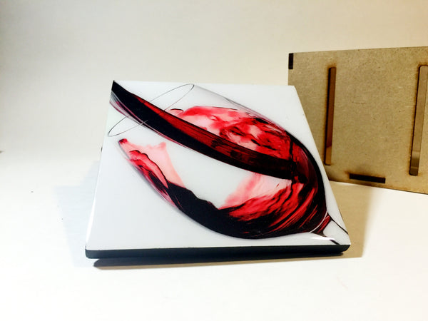 Red Wine - Coasters and keepsake box crate. SRW001 set of six (6)
