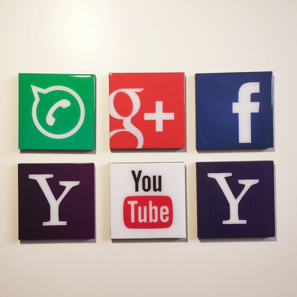 Social Media - Coasters and keepsake box crate SSM002 set of six (6)