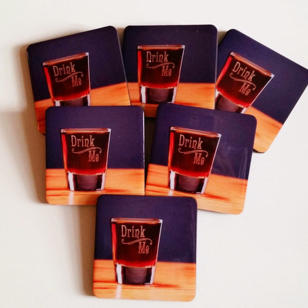 Tequila  Coaster Sq-keepsake box crate STQ0001 set of six (6)
