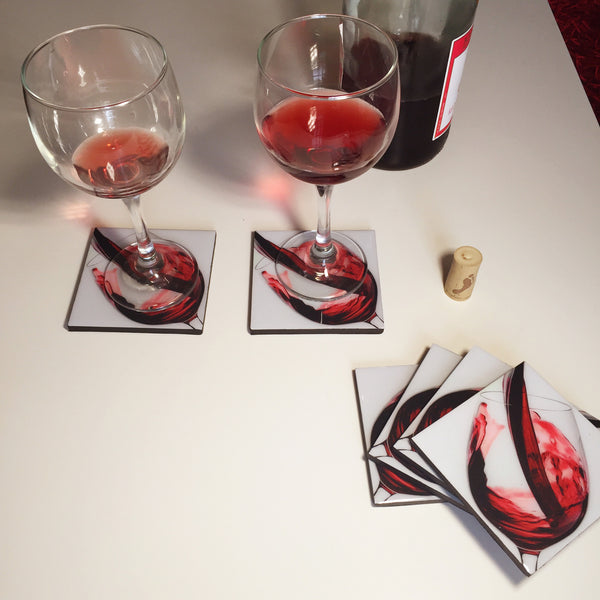 Red Wine - Coasters and keepsake box crate. SRW001 set of six (6)